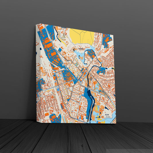 Клин Russia Colorful City Map Canvas Print