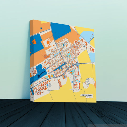 Kohtla-Järve Estonia Colorful City Map Canvas Print
