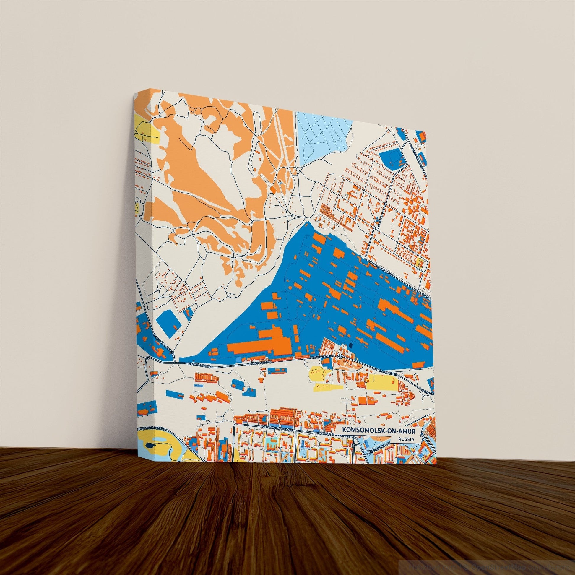 Комсомольск-На-Амур Russia Colorful City Map Canvas Print