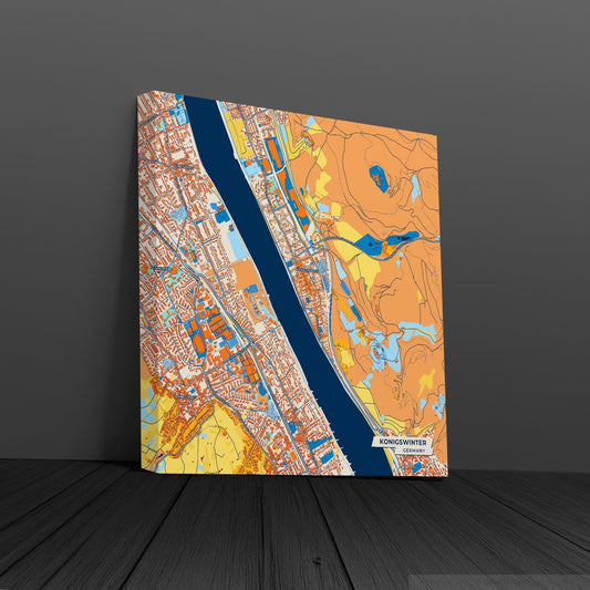 Königswinter Germany Colorful City Map Canvas Print