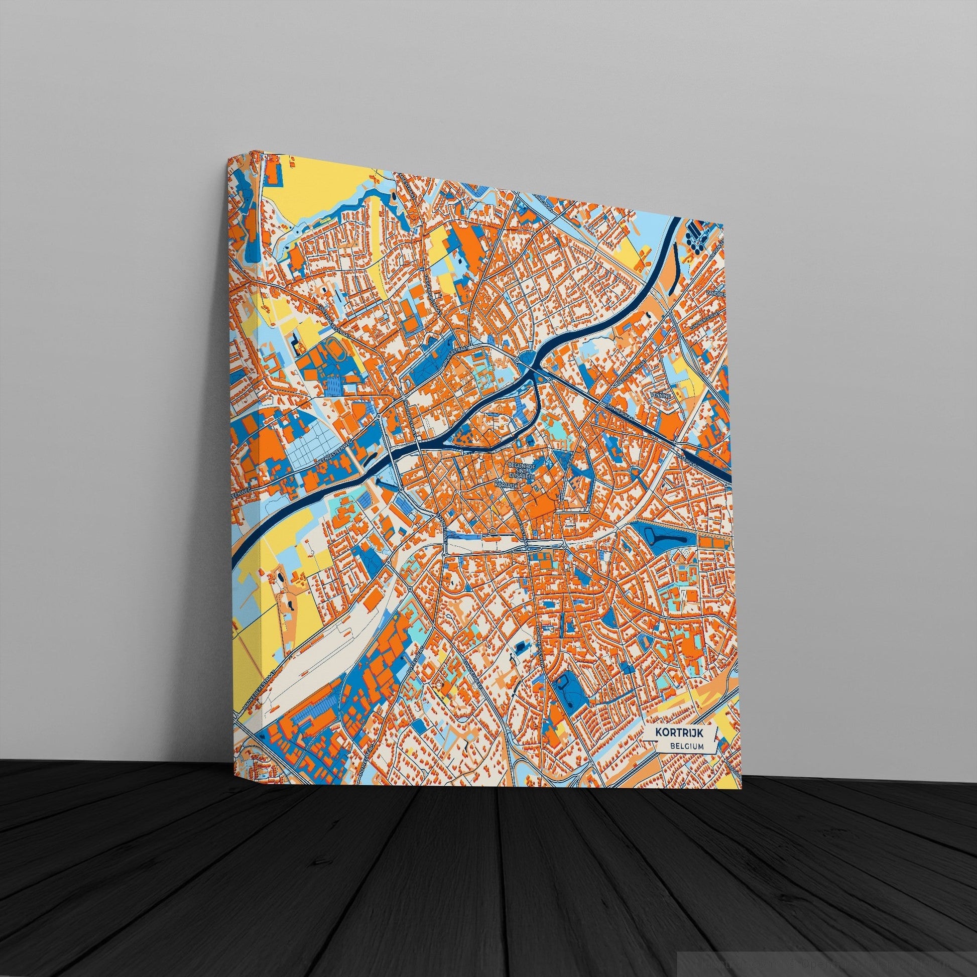 Kortrijk  Belgium Colorful City Map Canvas Print