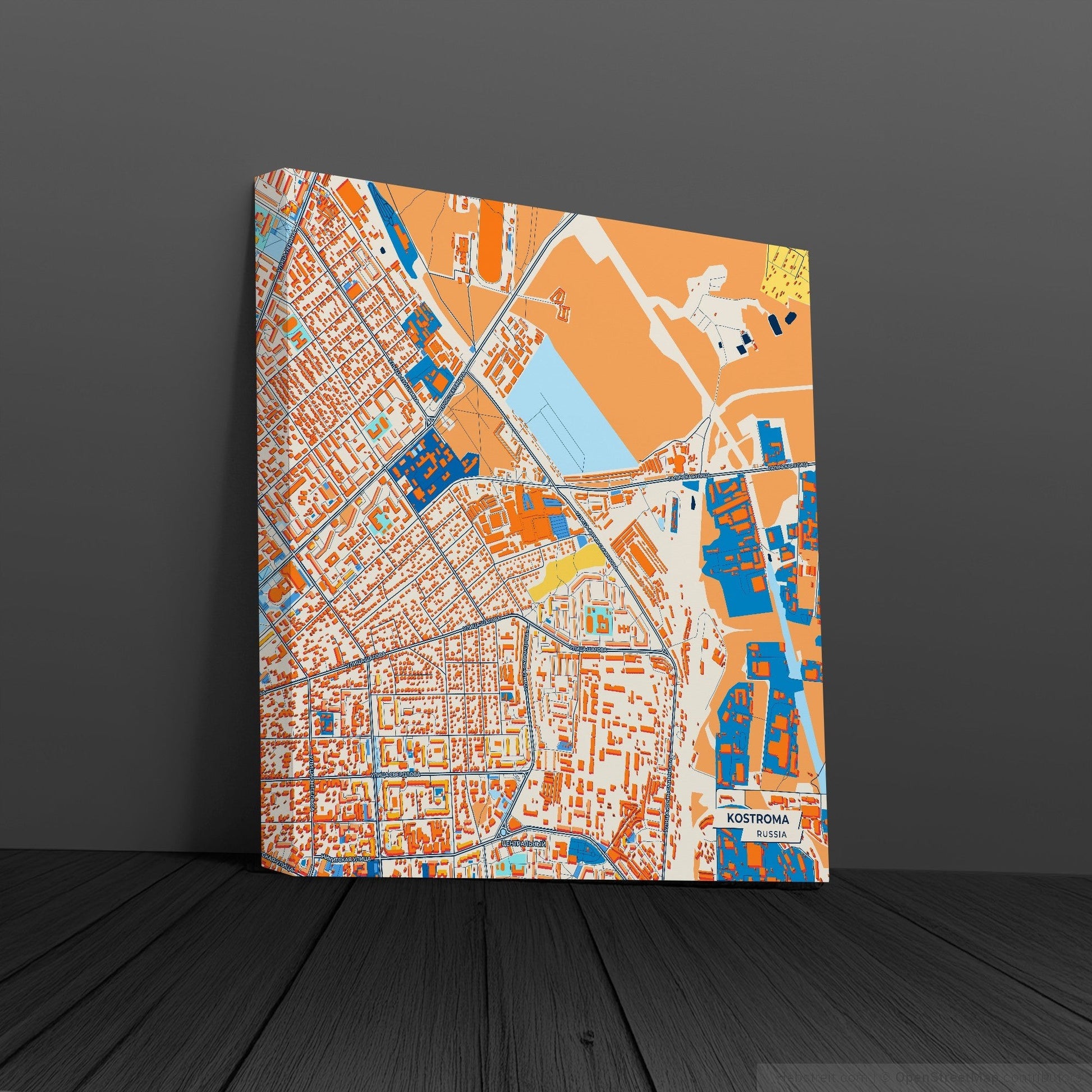 Кострома Russia Colorful City Map Canvas Print