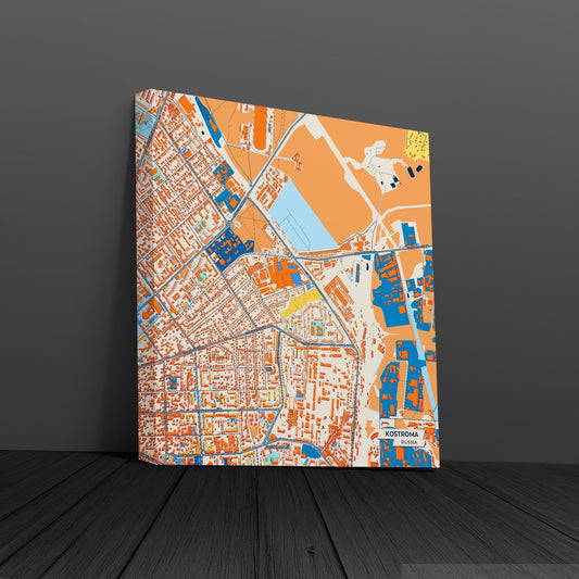 Кострома Russia Colorful City Map Canvas Print