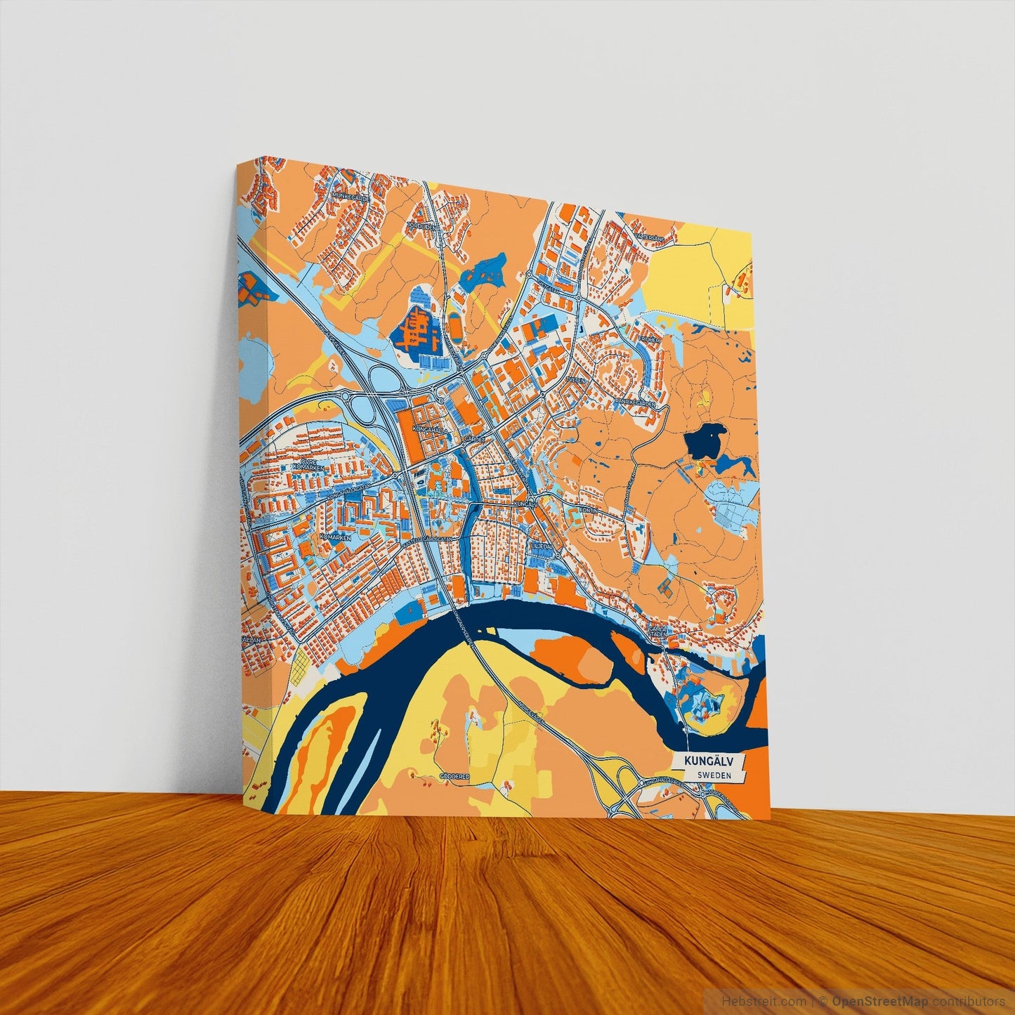 Kungälv Sweden Colorful City Map Canvas Print