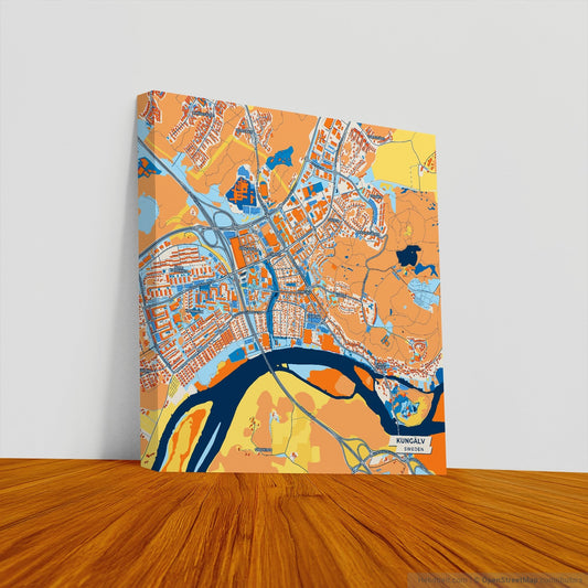 Kungälv Sweden Colorful City Map Canvas Print
