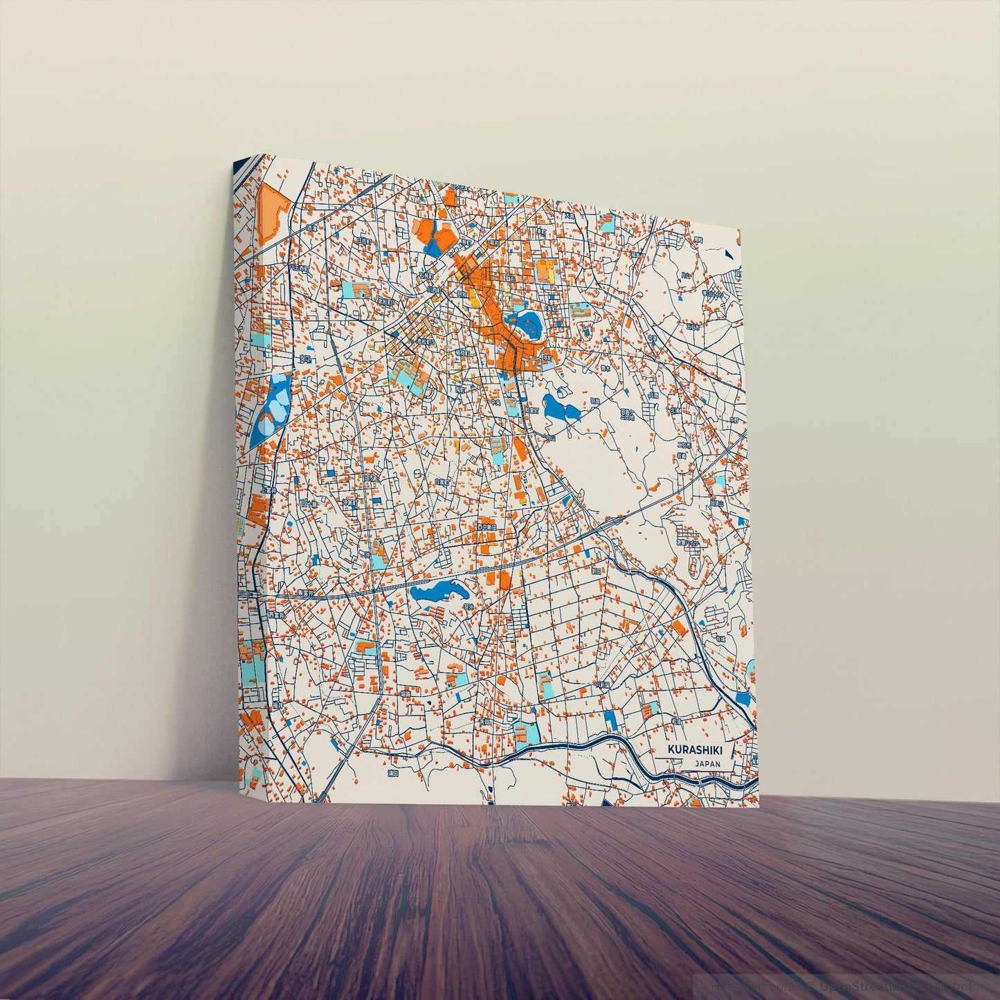 Kurashiki Japan Colorful City Map Canvas Print