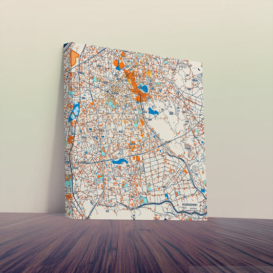 Kurashiki Japan Colorful City Map Canvas Print