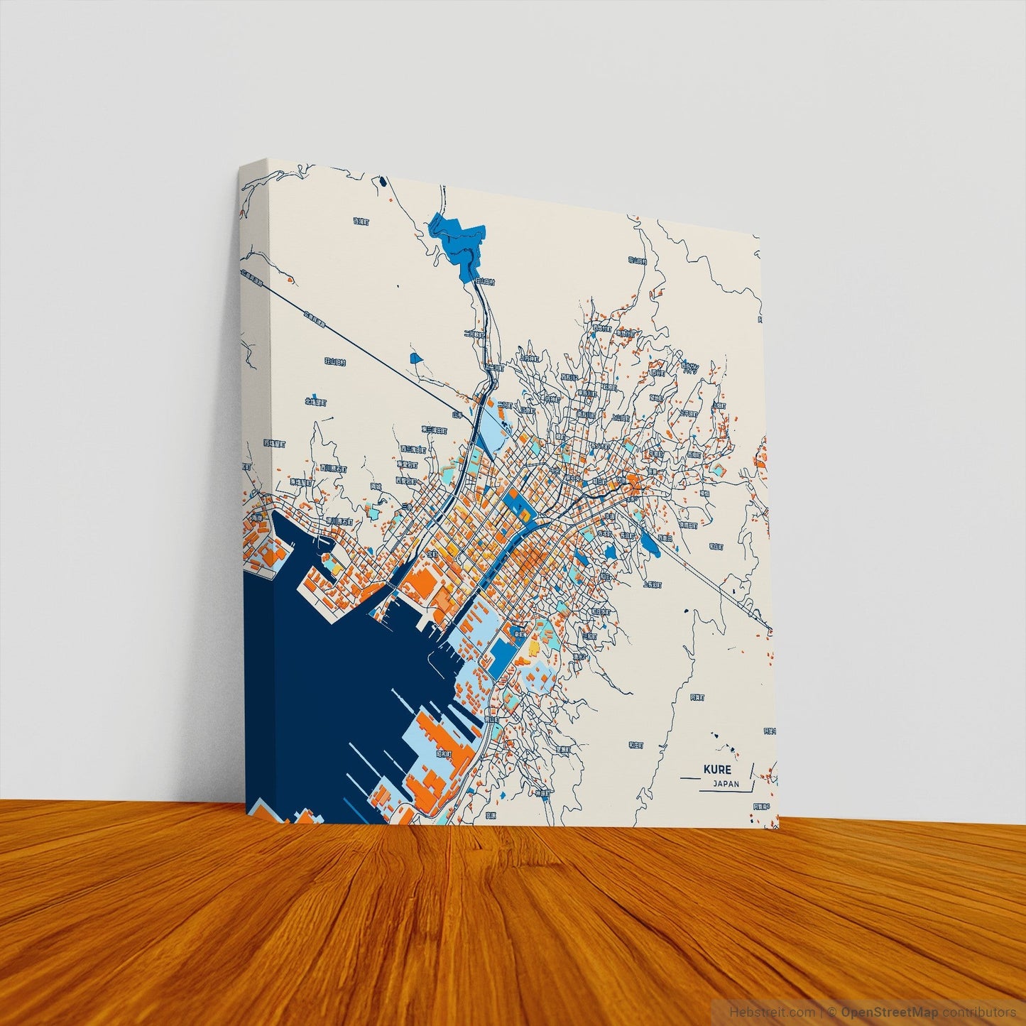 Kure Japan Colorful City Map Canvas Print