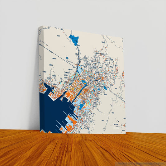 Kure Japan Colorful City Map Canvas Print