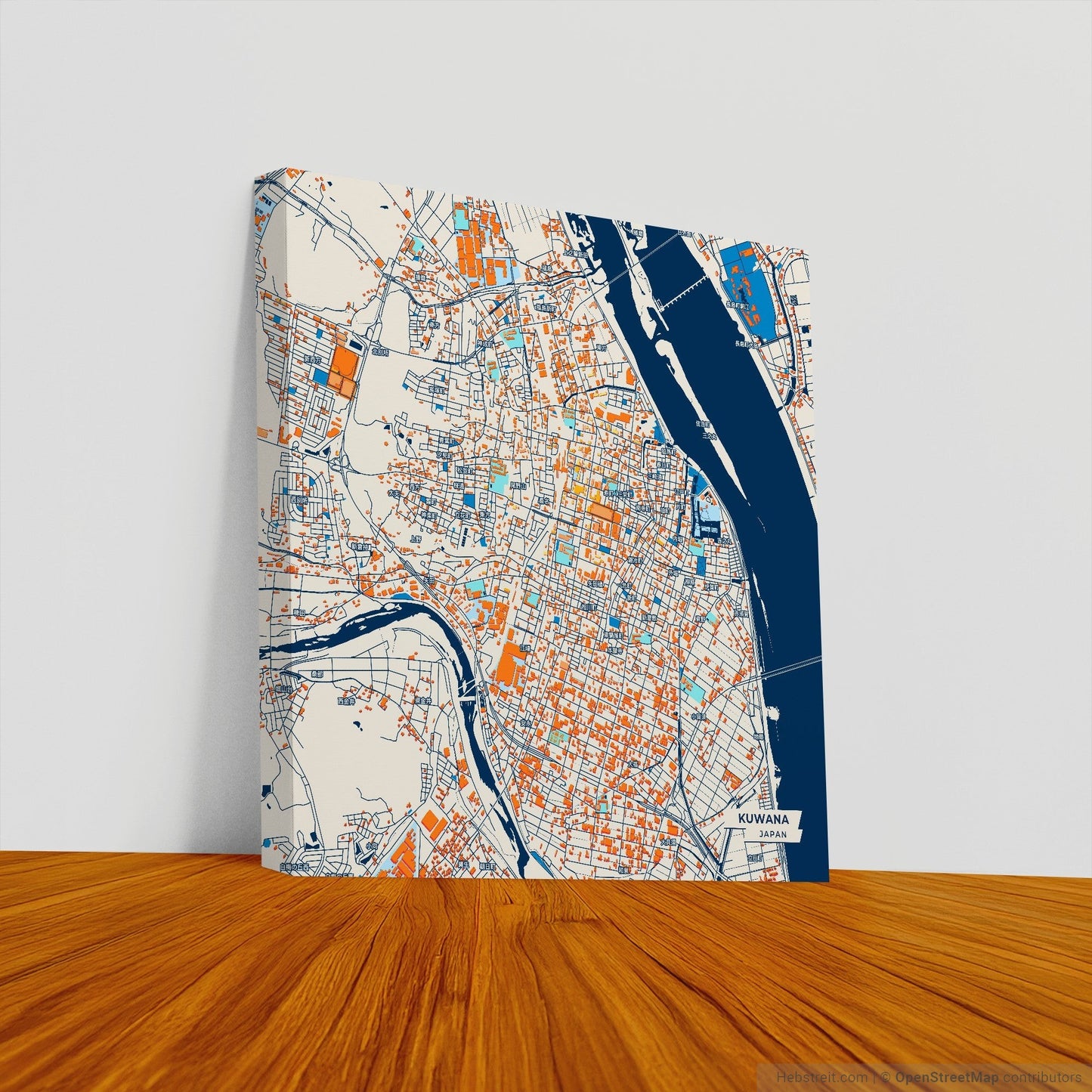 Kuwana Japan Colorful City Map Canvas Print