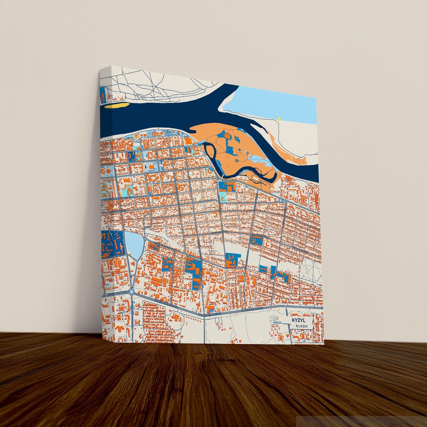 Кызыл Russia Colorful City Map Canvas Print