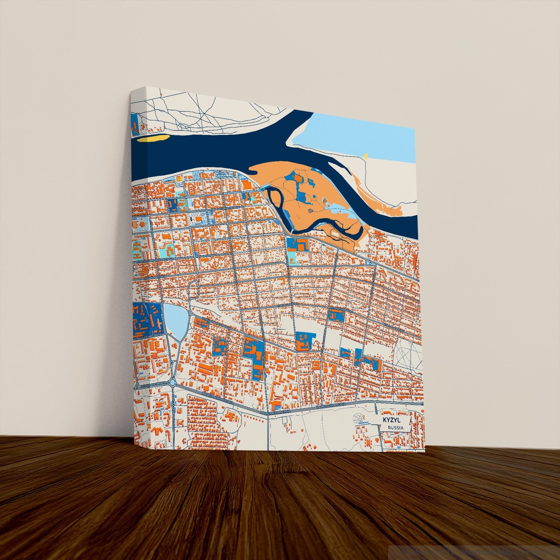 Кызыл Russia Colorful City Map Canvas Print