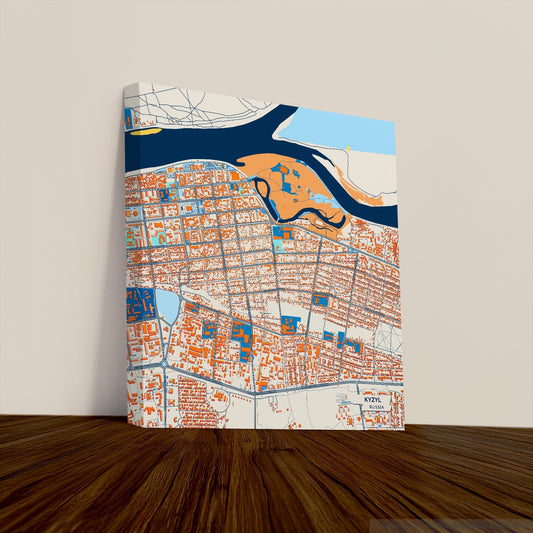 Кызыл Russia Colorful City Map Canvas Print