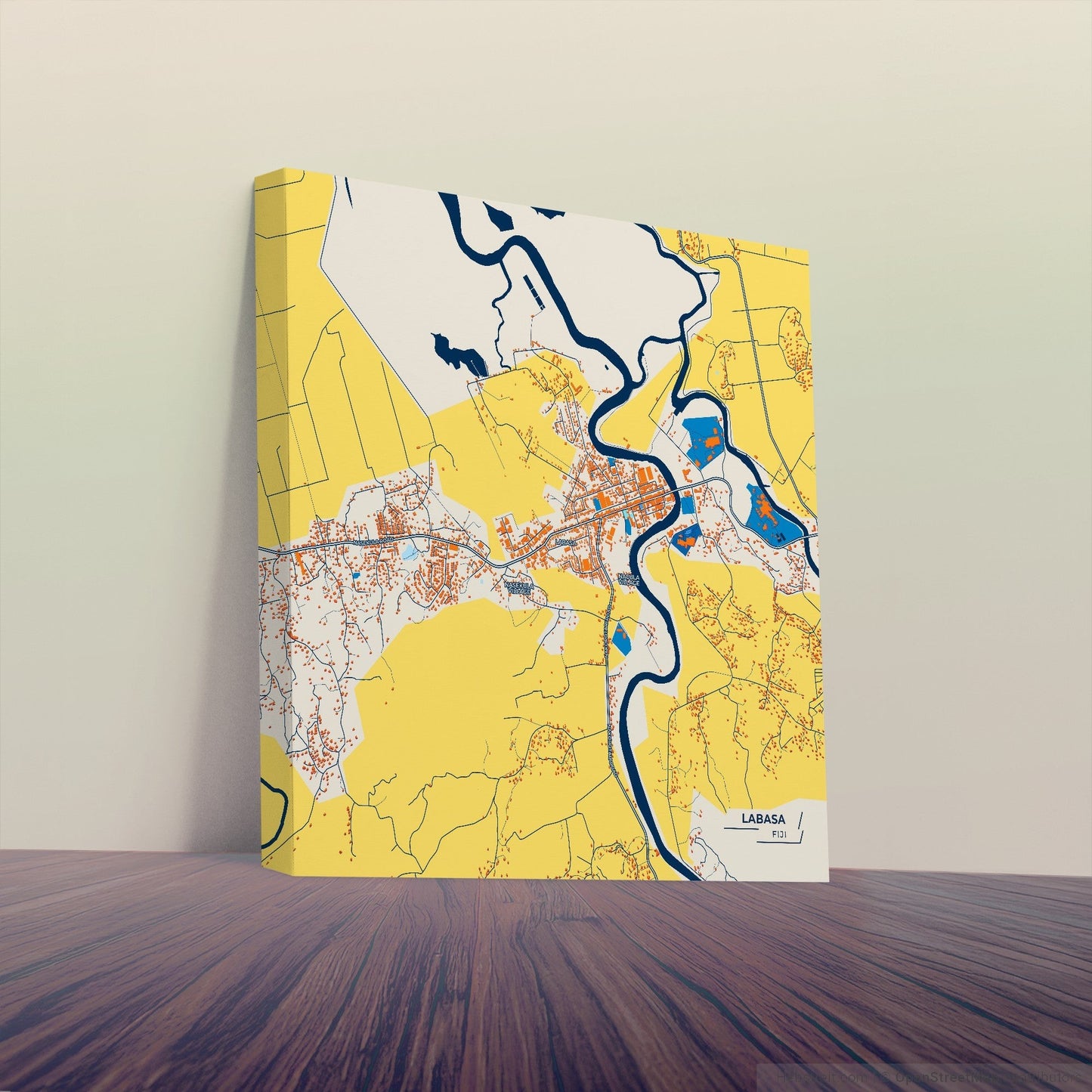 Labasa Fiji Colorful City Map Canvas Print