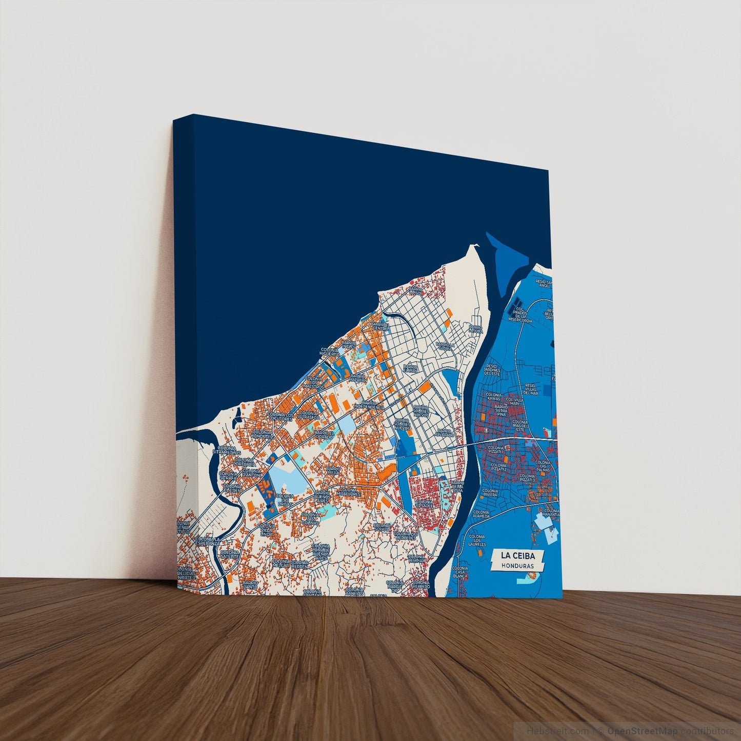 La Ceiba Honduras Colorful City Map Canvas Print
