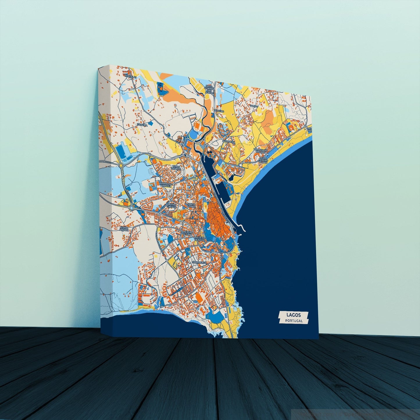 Lagos Portugal Colorful City Map Canvas Print