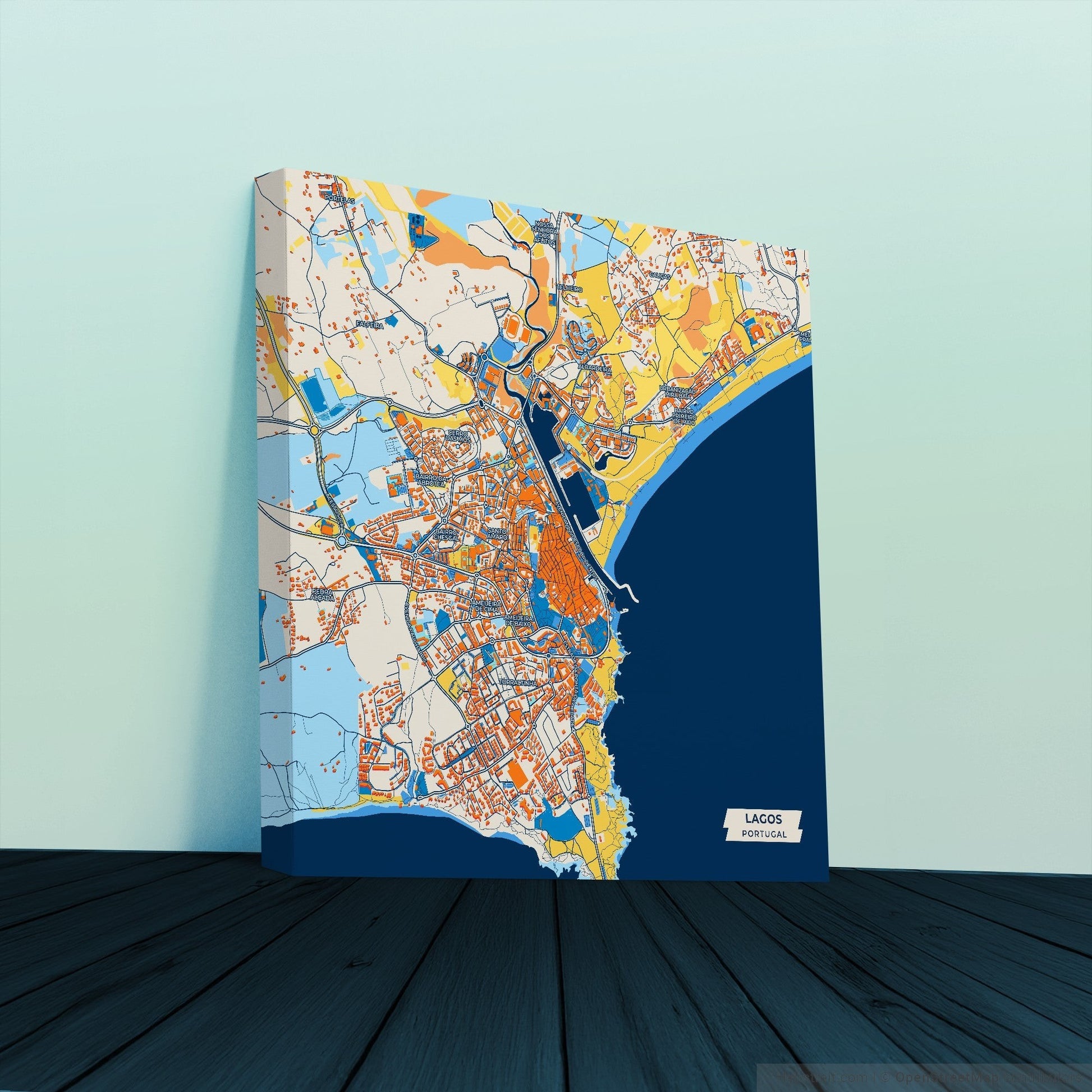 Lagos Portugal Colorful City Map Canvas Print