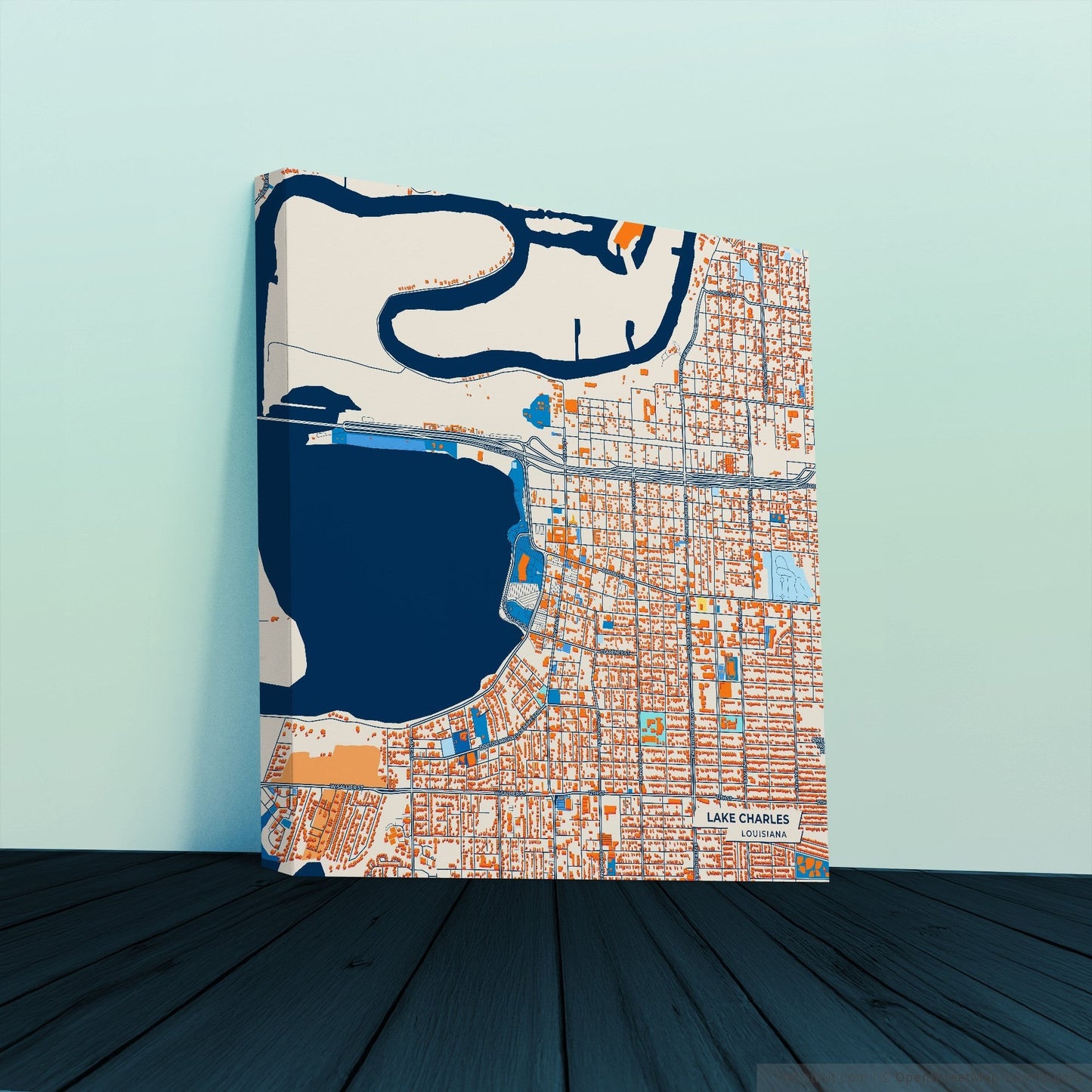 Lake Charles Louisiana Colorful City Map Canvas Print