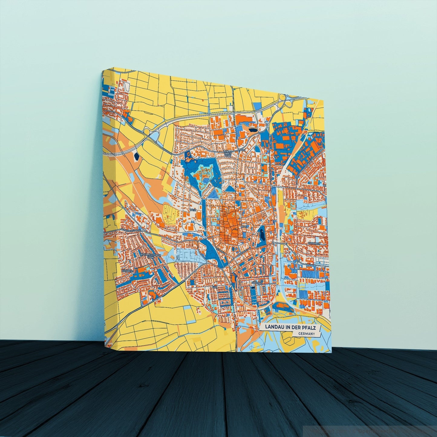 Landau In Der Pfalz Germany Colorful City Map Canvas Print