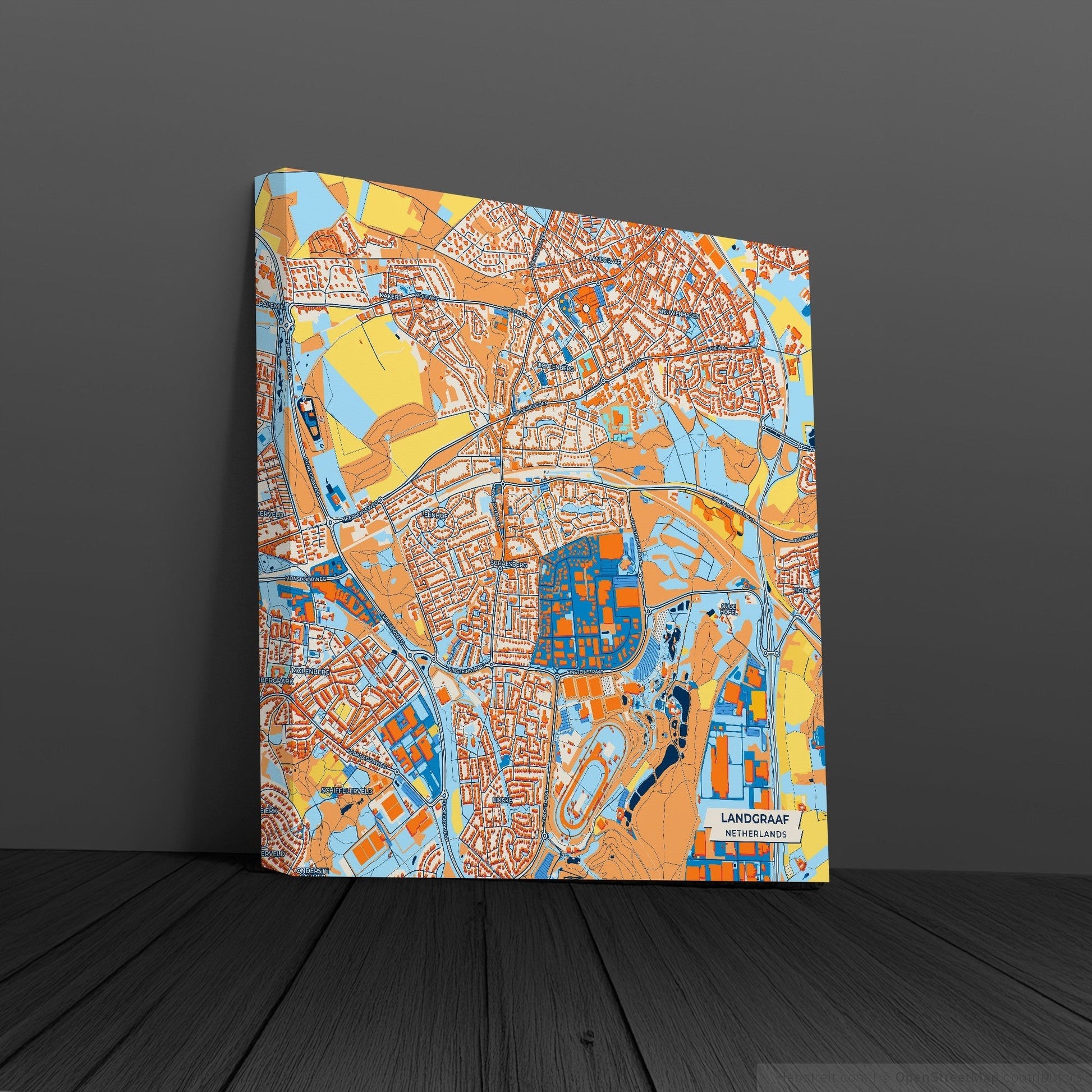 Landgraaf Netherlands Colorful City Map Canvas Print