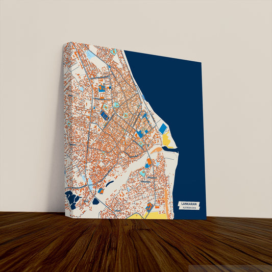Lankaran Azerbaijan Colorful City Map Canvas Print