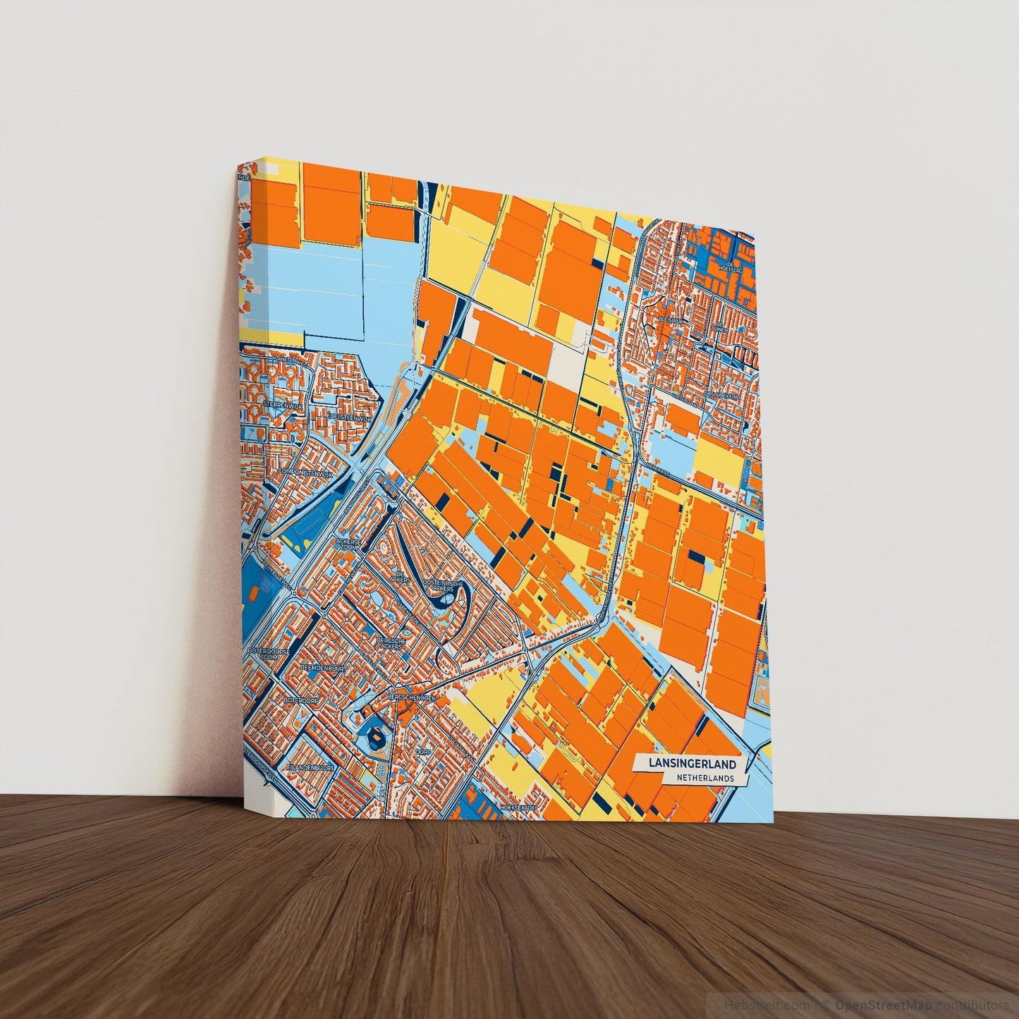 Lansingerland Netherlands Colorful City Map Canvas Print