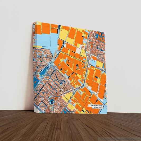 Lansingerland Netherlands Colorful City Map Canvas Print