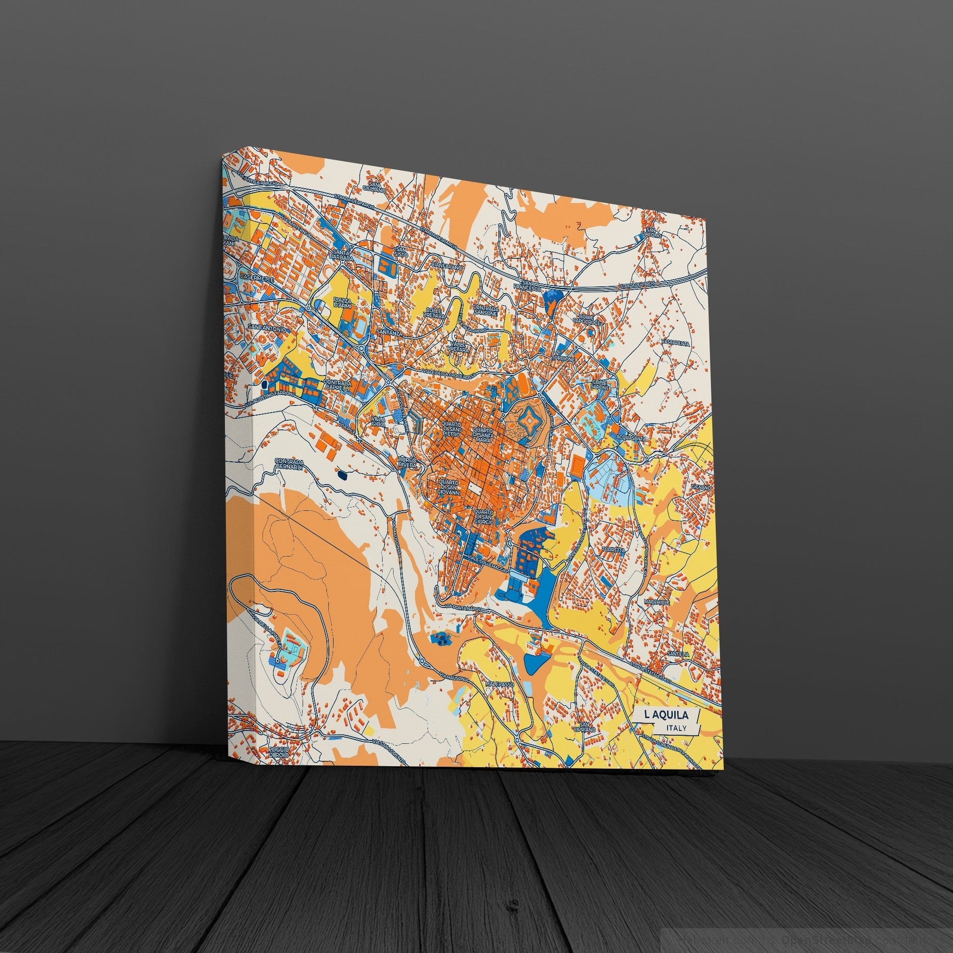 L Aquila Italy Colorful City Map Canvas Print