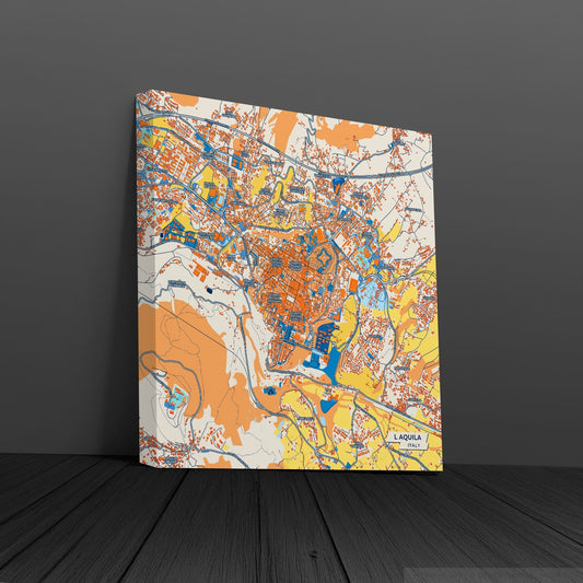 L Aquila Italy Colorful City Map Canvas Print