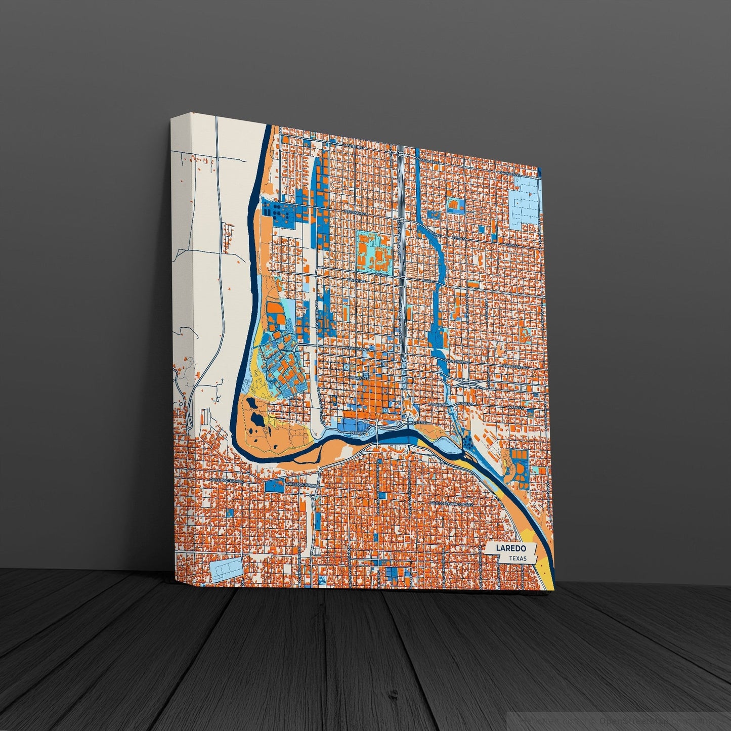 Laredo Texas Colorful City Map Canvas Print