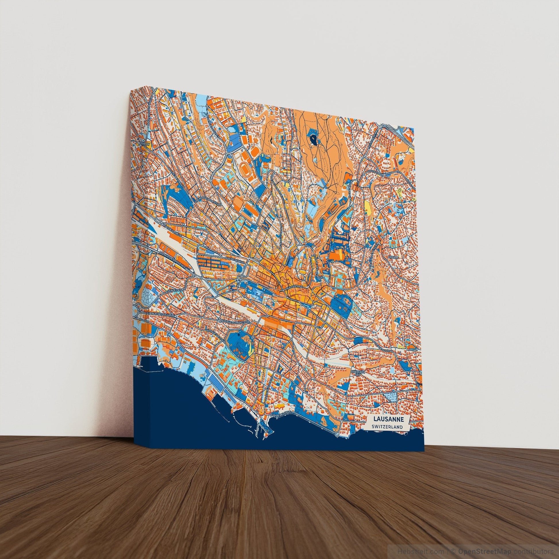 Lausanne Switzerland Colorful City Map Canvas Print