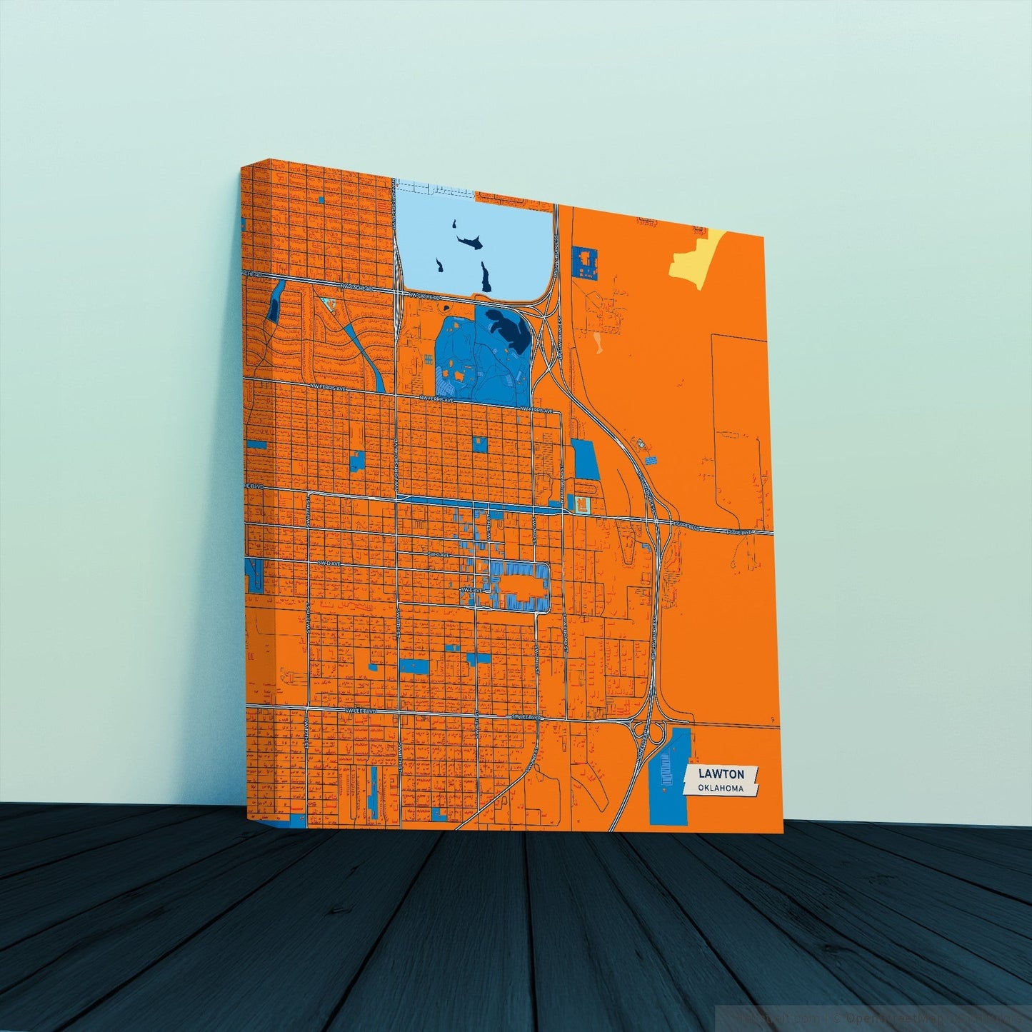 Lawton Oklahoma Colorful City Map Canvas Print
