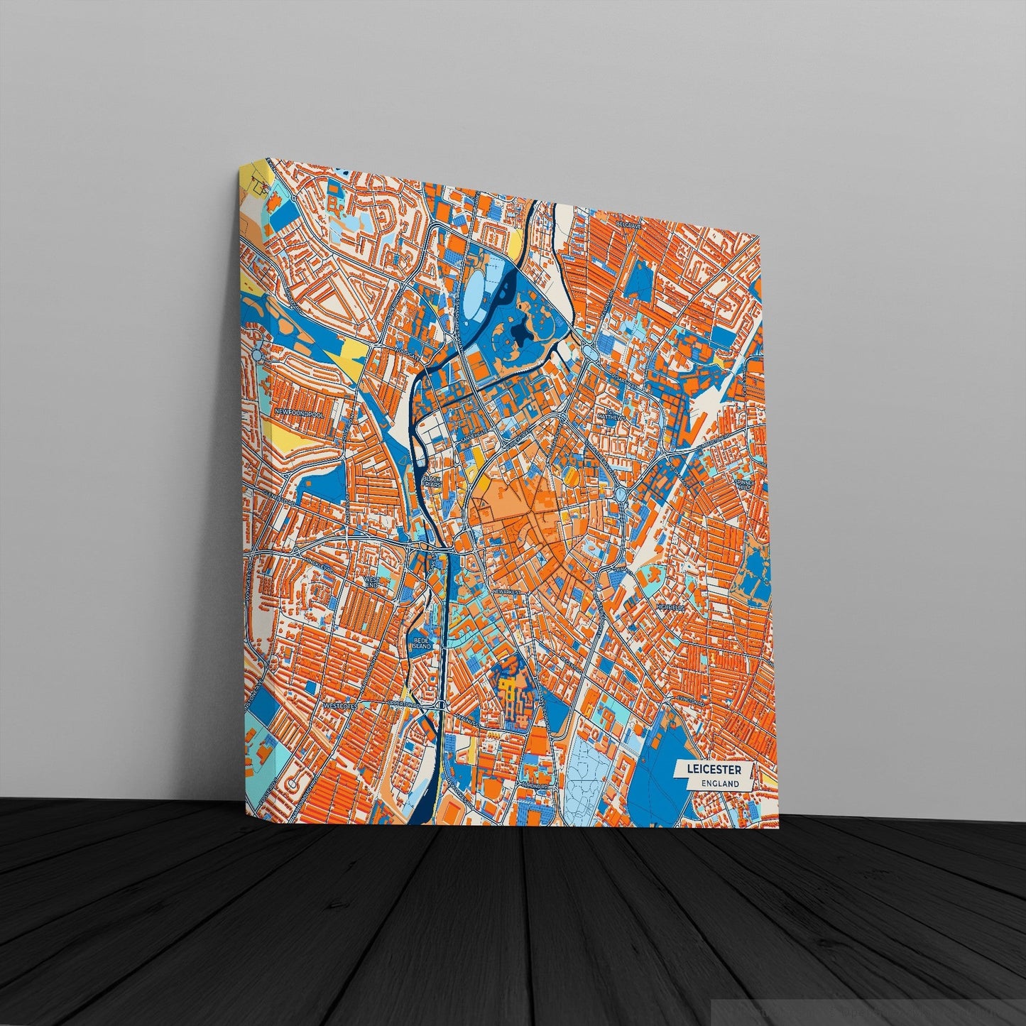 Leicester England Colorful City Map Canvas Print