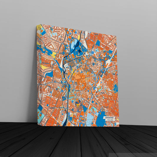 Leicester England Colorful City Map Canvas Print