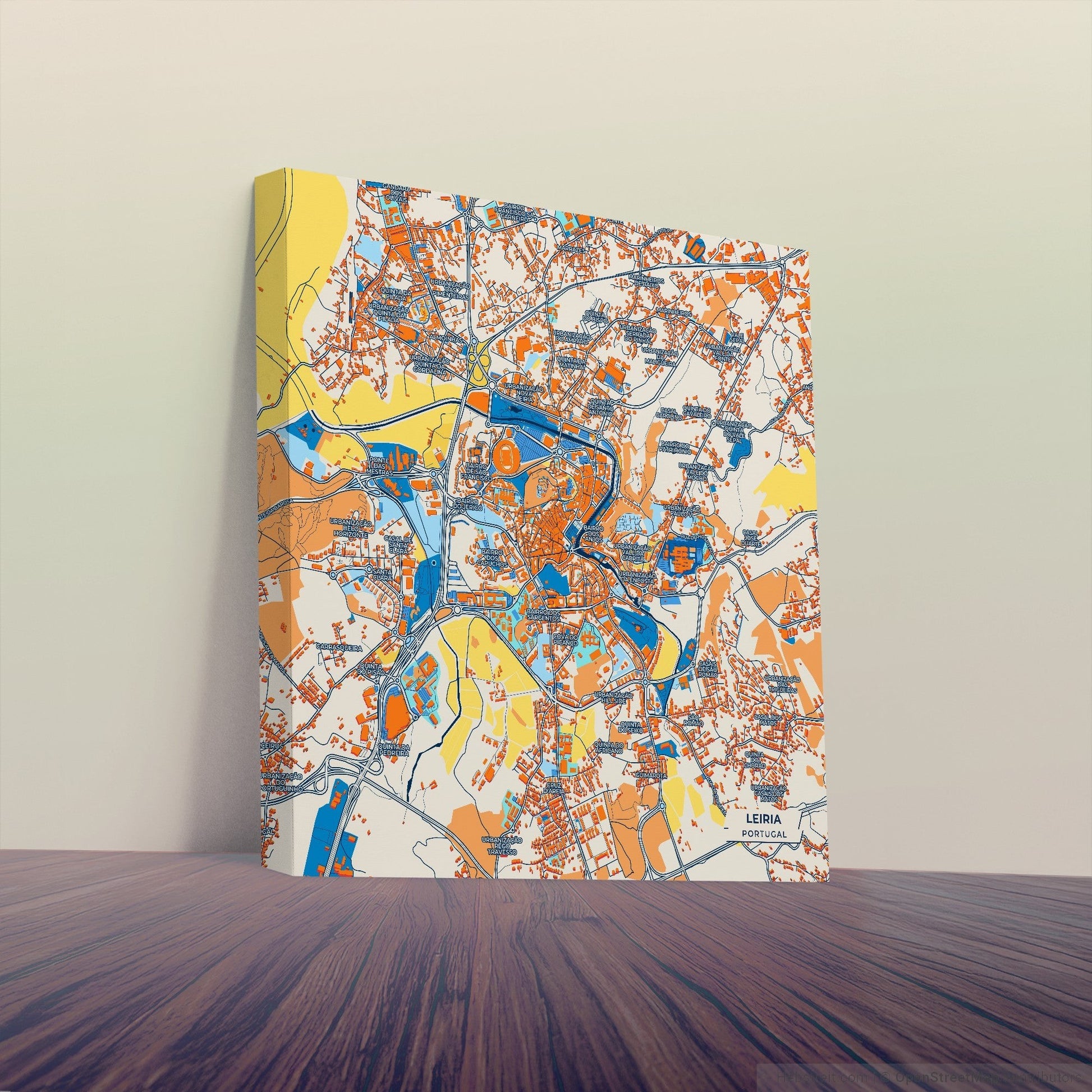 Leiria Portugal Colorful City Map Canvas Print