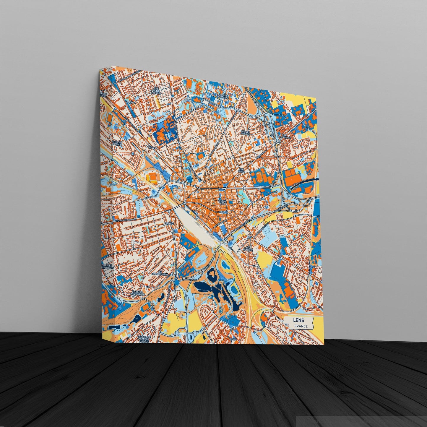 Lens France Colorful City Map Canvas Print