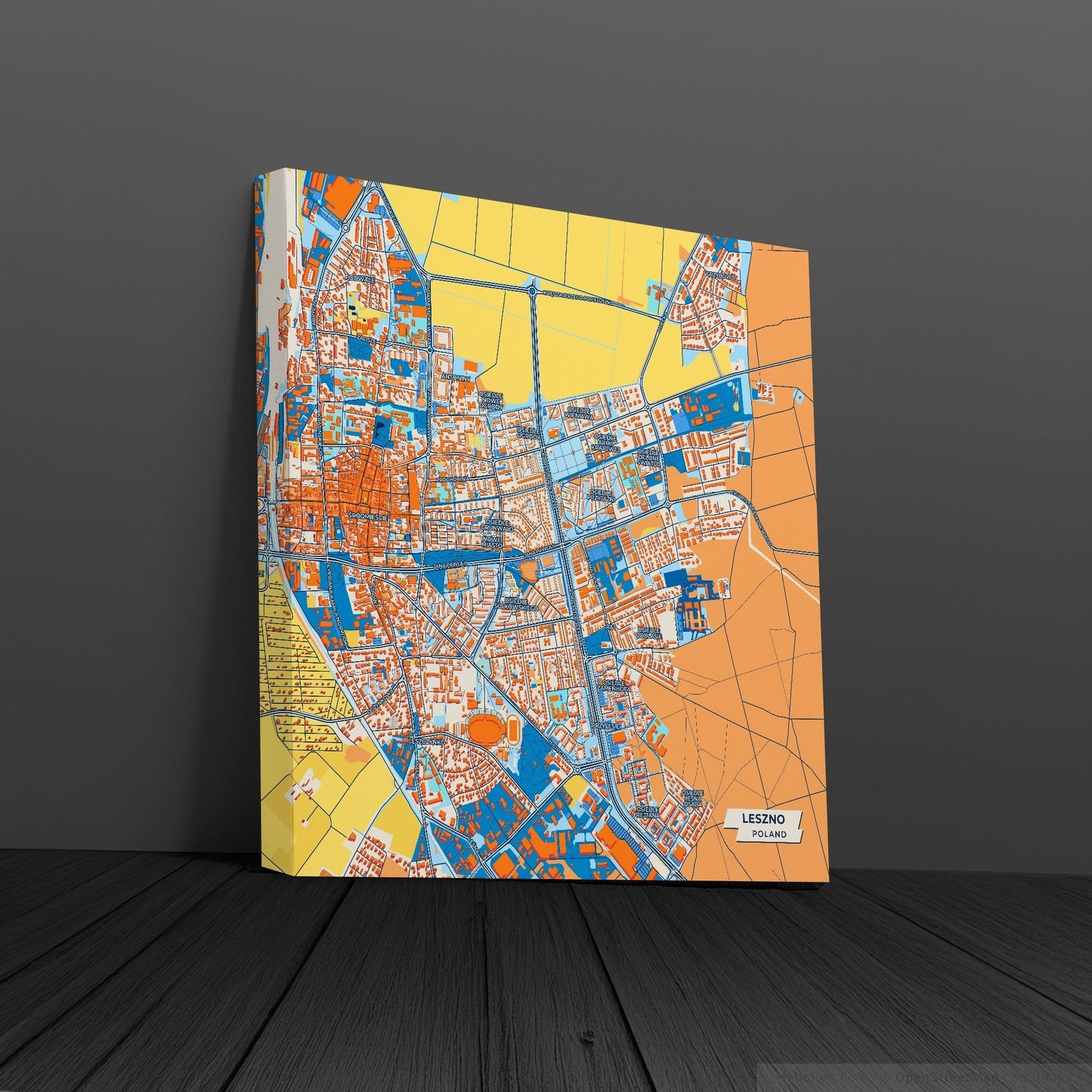 Leszno Poland Colorful City Map Canvas Print