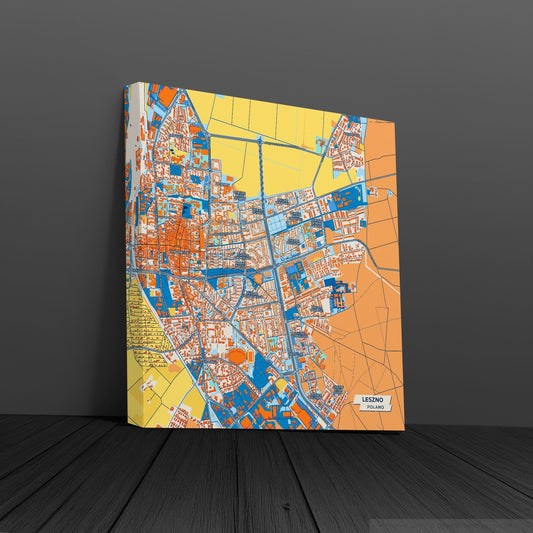 Leszno Poland Colorful City Map Canvas Print