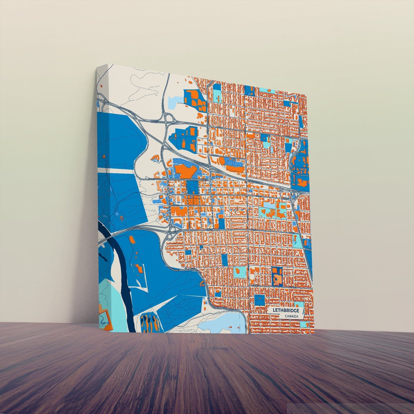 Lethbridge Canada Colorful City Map Canvas Print