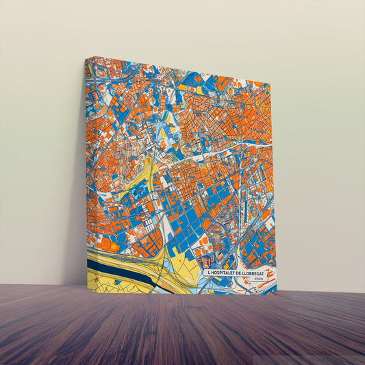 L Hospitalet De Llobregat Spain Colorful City Map Canvas Print