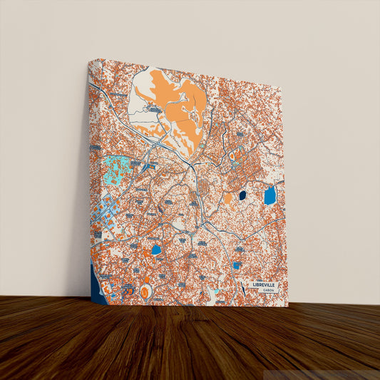Libreville Gabon Colorful City Map Canvas Print