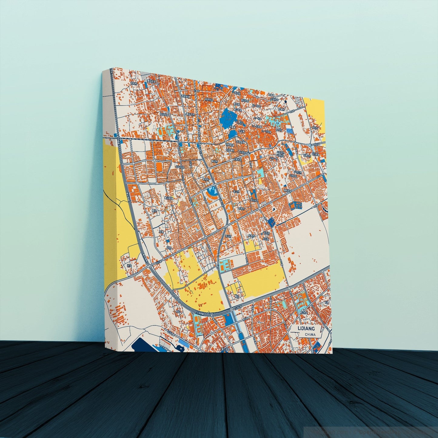 Lijiang China Colorful City Map Canvas Print