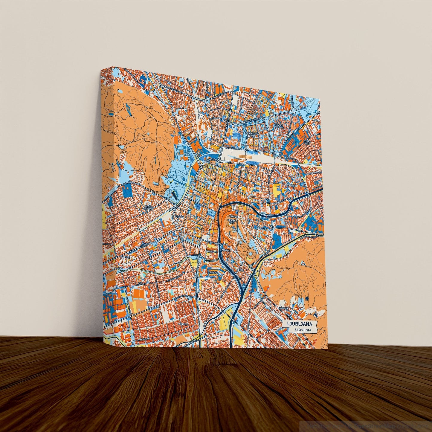 Ljubljana Slovenia Colorful City Map Canvas Print