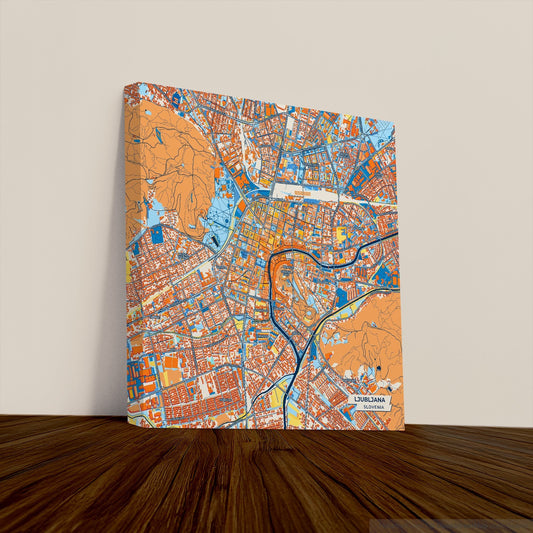 Ljubljana Slovenia Colorful City Map Canvas Print