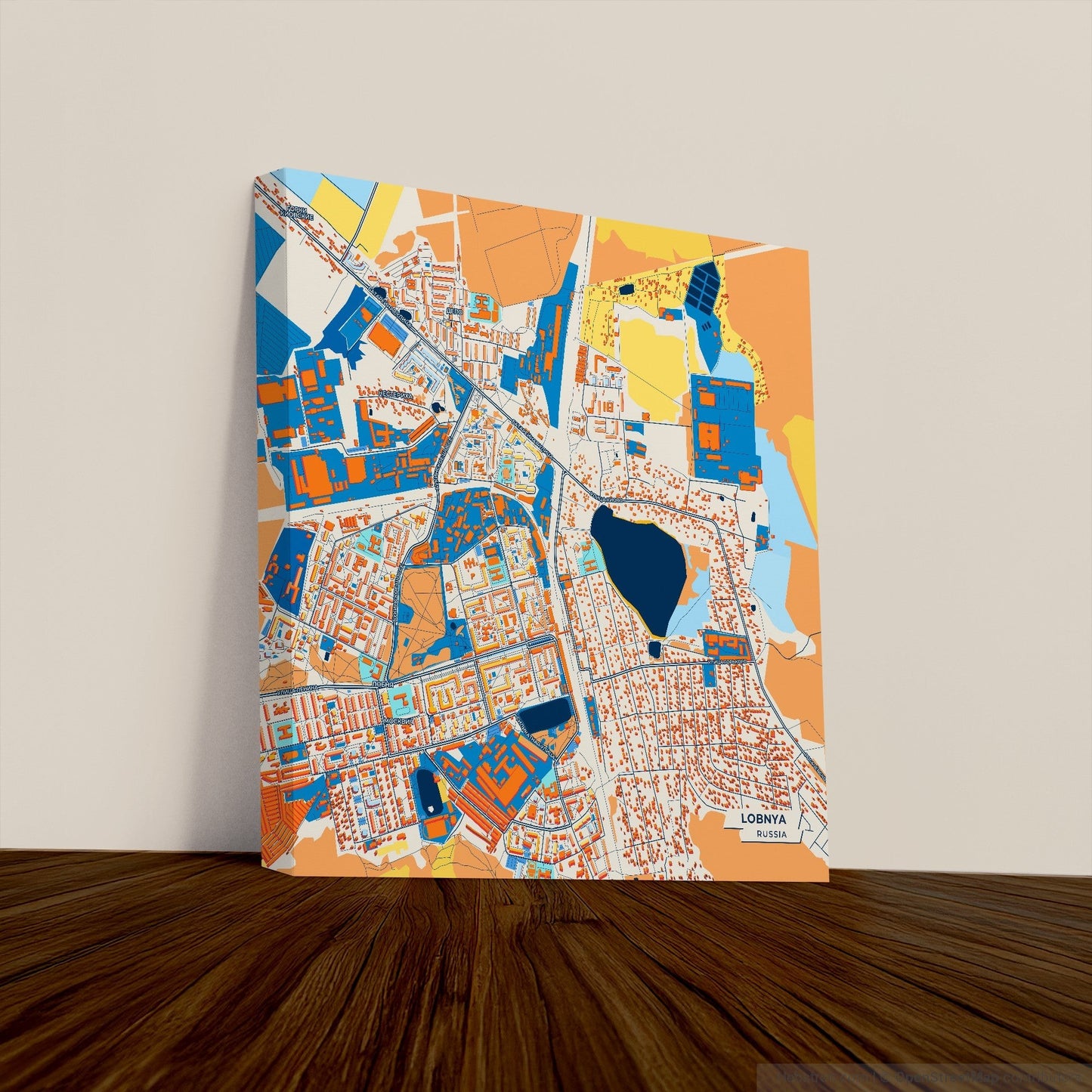 Лобня Russia Colorful City Map Canvas Print
