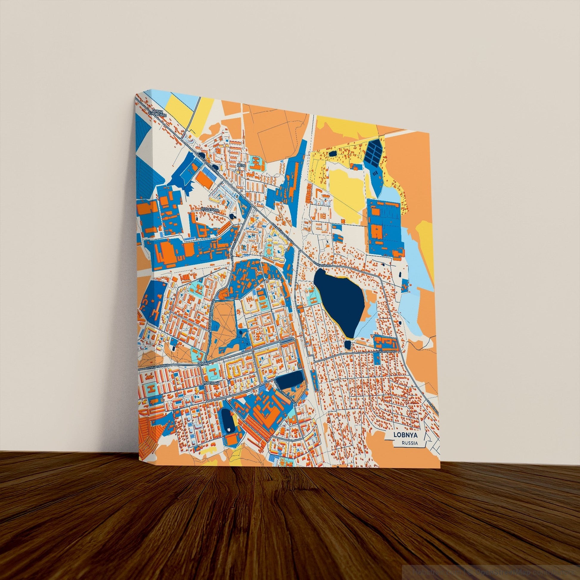 Лобня Russia Colorful City Map Canvas Print