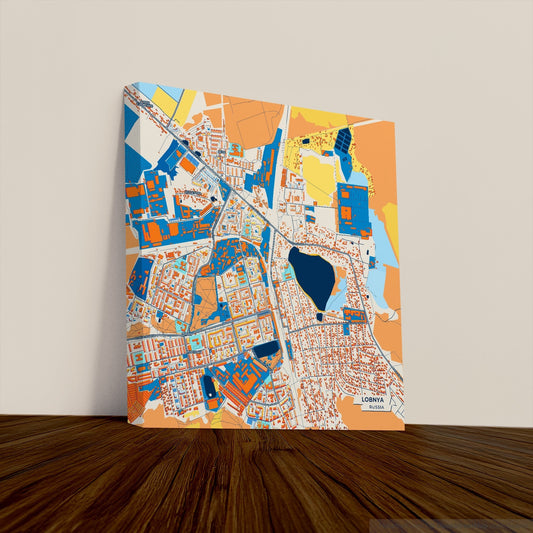 Лобня Russia Colorful City Map Canvas Print