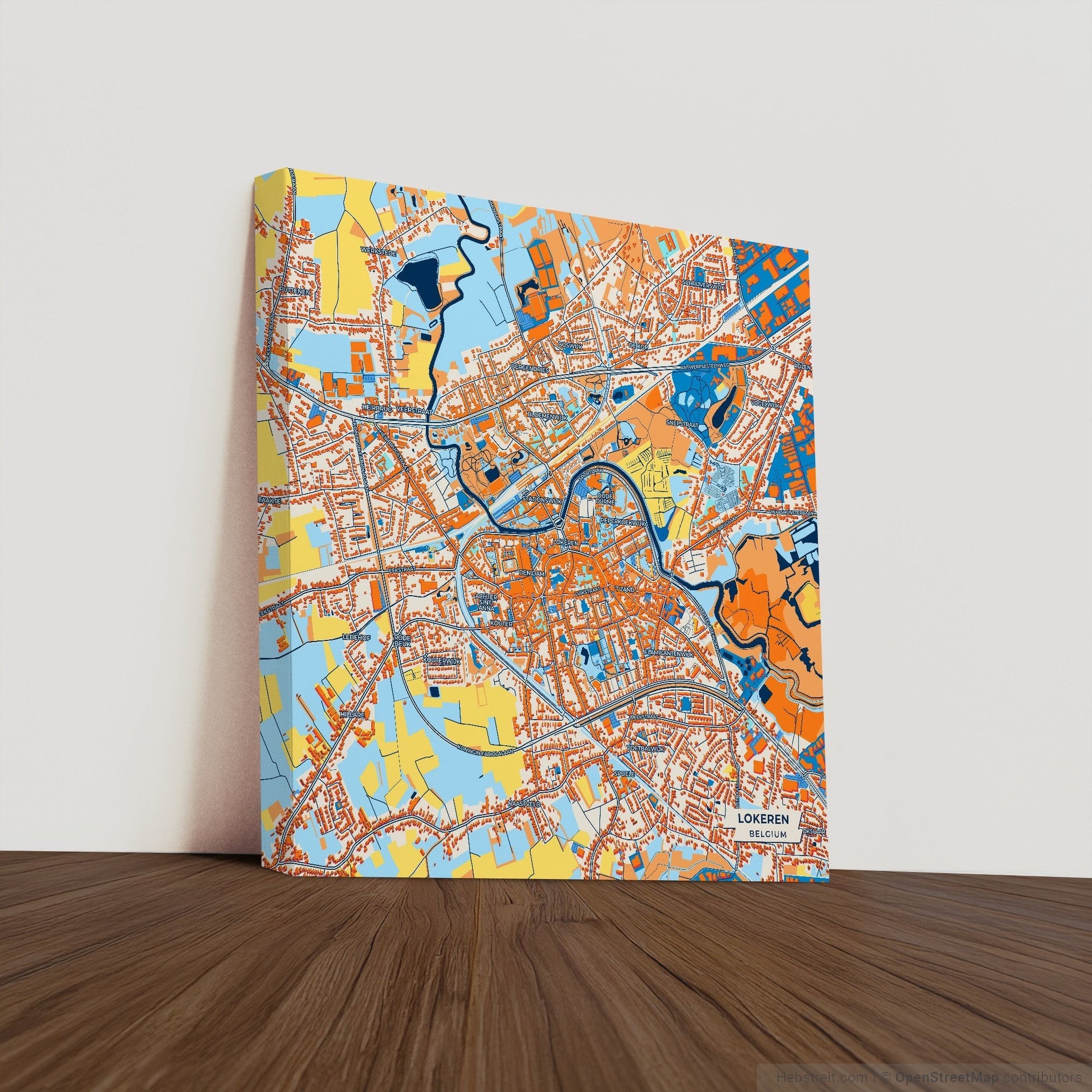 Lokeren Belgium Colorful City Map Canvas Print