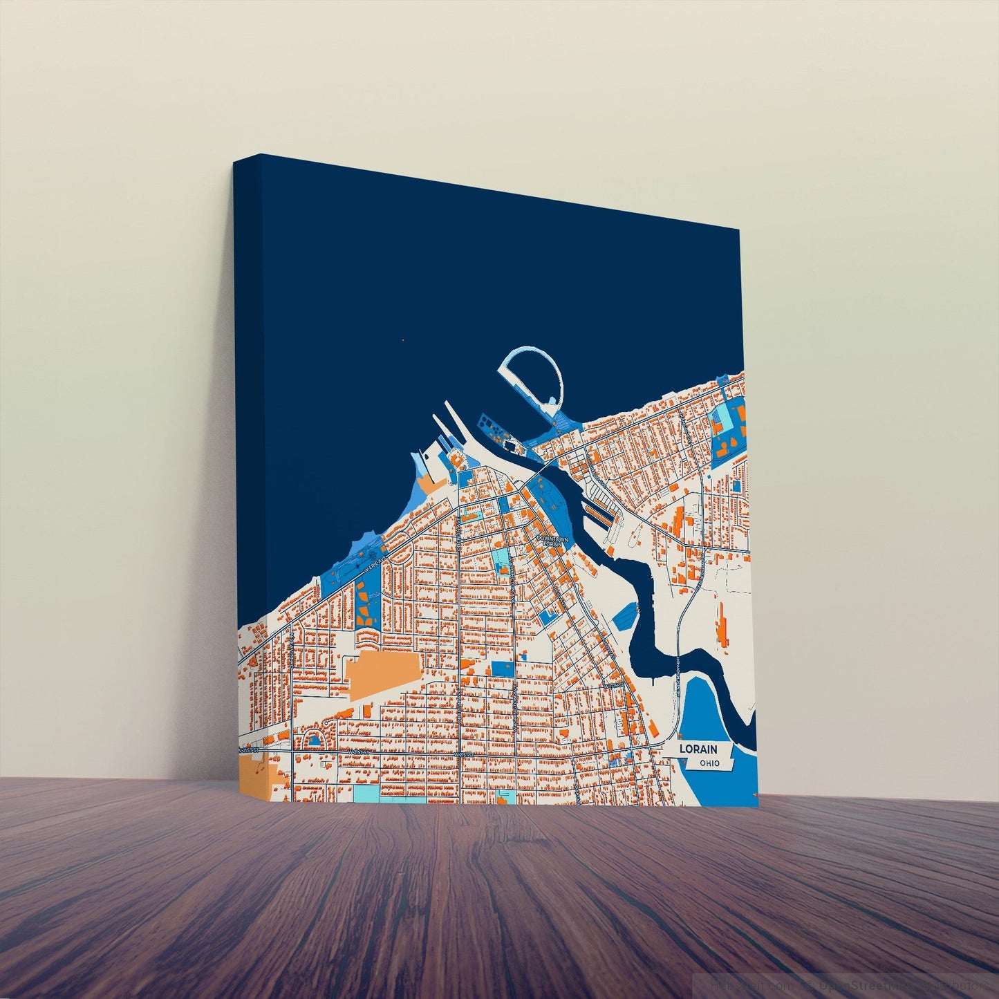 Lorain Ohio Colorful City Map Canvas Print