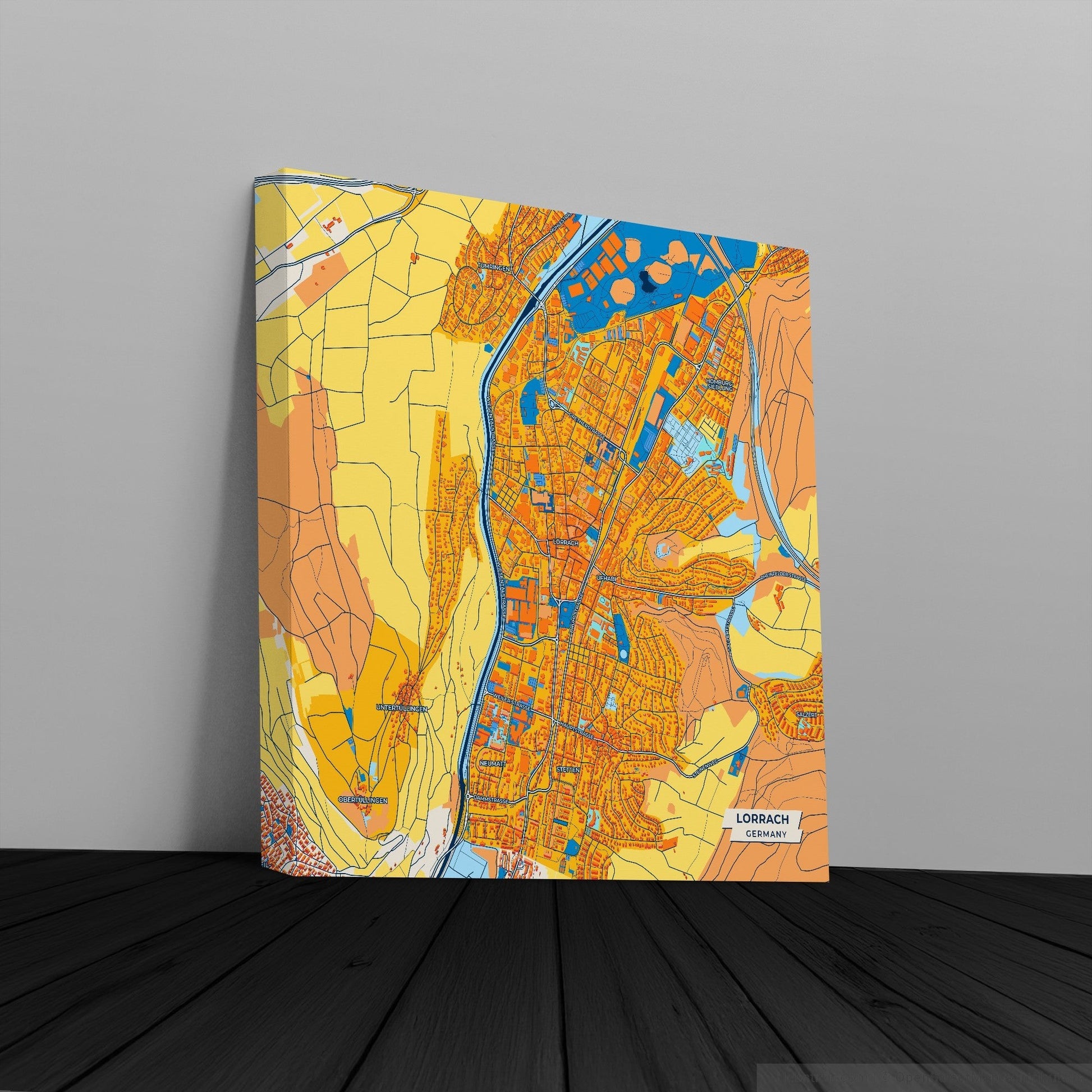 Lörrach Germany Colorful City Map Canvas Print